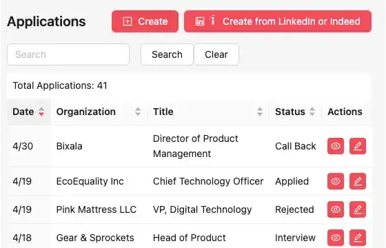 Track all of your Job application efforts in one placer